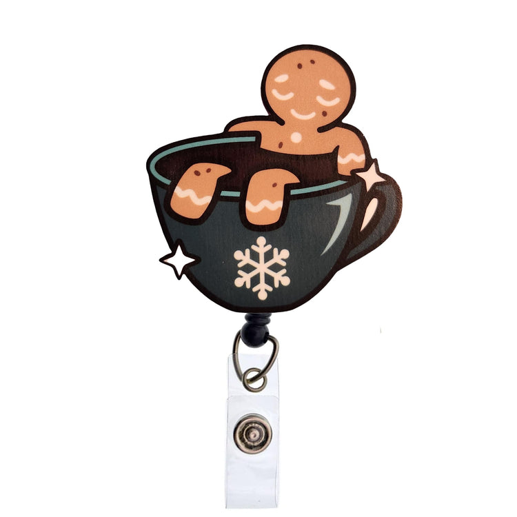 Gingerbread Man Christmas Badge Reel, Interchangeable Badge Reel Topper, Cute Retractable Badge Reel ID Holder for Nurse, Student, RN