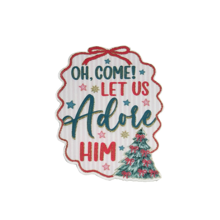 Oh Come Let Us Adore Him Christmas Badge Reel Topper, Interchangeable Badge Reel Topper, Retractable Badge Reel ID Holder for Nurse, Student, RN