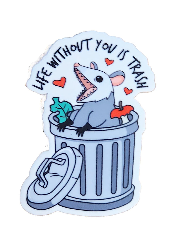 Life Without You is Trash Opossum Possum Badge Reel, Interchangeable Badge Reel Topper, Cute Retractable Badge Reel ID Holder for Nurse, Student, RN