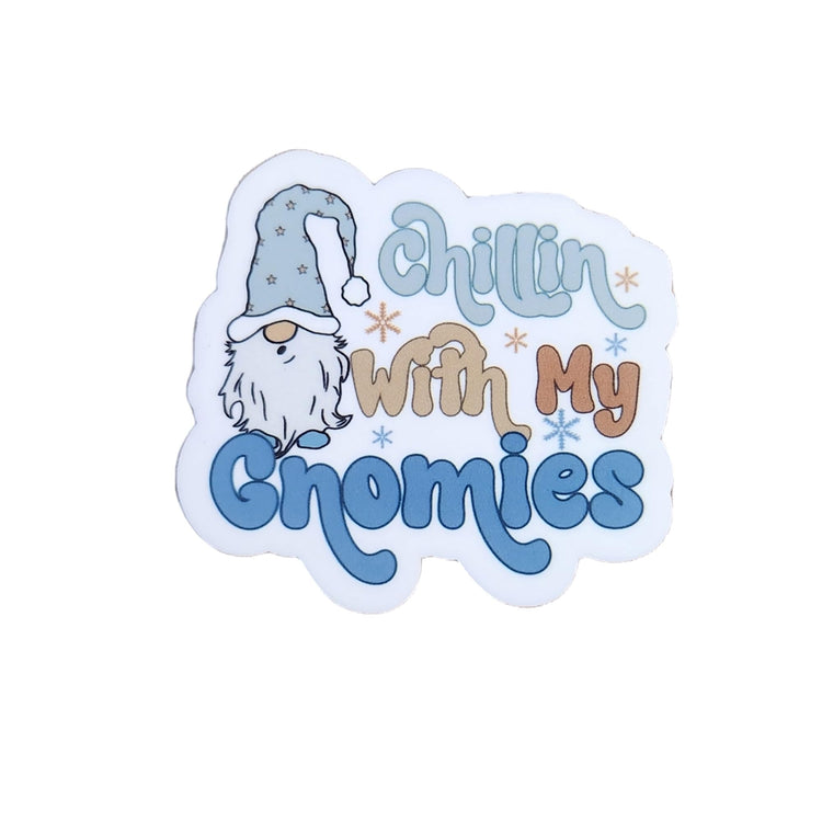 Chillin with My Gnomies Christmas Badge Reel, Interchangeable Badge Reel Topper, Cute Retractable Badge Reel ID Holder for Nurse, Student, RN